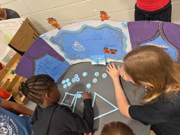 Students doing activity together